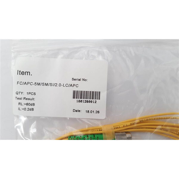 Патчкорд Abee LC/APC-FC/APC simplex, G657A, 2.0mm, 5m