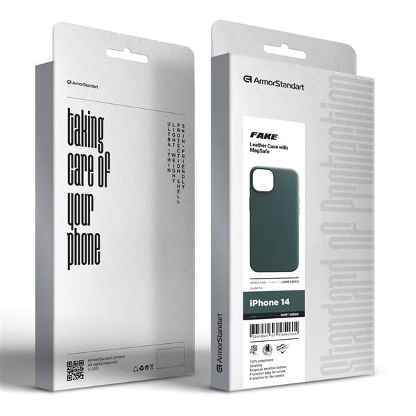 Панель ArmorStandart Fake Leather Case для Apple iPhone 14 Shirt Green (ARM64393)