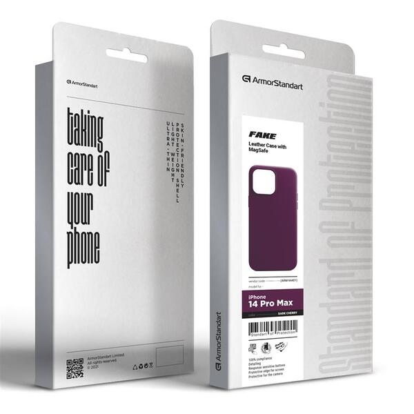 Панель ArmorStandart Fake Leather Case для Apple iPhone 14 Pro Max Dark Cherry (ARM64401)