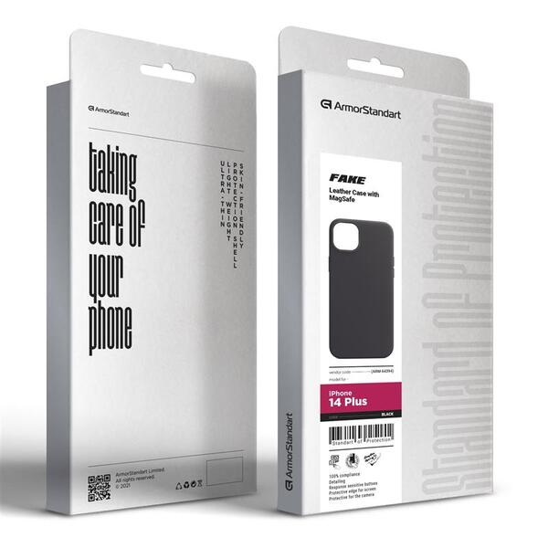 Чехол-накладка Armorstandart Fake Leather для Apple iPhone 14 Plus Black (ARM64394)