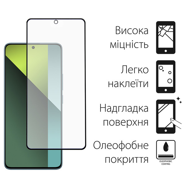 Захисне скло Dengos для Xiaomi Redmi Note 13 4G Black Full Glue (DG-TG2P-15) 2шт