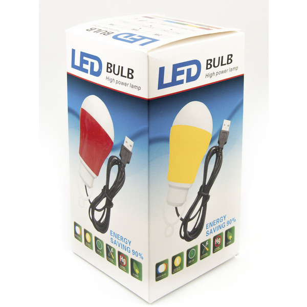 USB-світильник з LED-лампочкою Dengos, шнур ~1м, 5V, 5W, Green (LED-BULB-5V5W-GREEN)