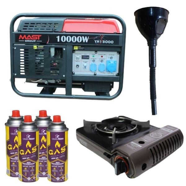 Генератор бензиновий MAST GROUP YH13000 + газова плитка Orcamp CK-505 + 4 газових картриджа 400 мл