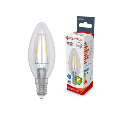 Лампа светодиодная свеча ретро Electrum Filament 4W E14 4000K (A-LC-1367)