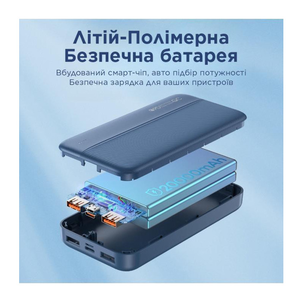 Зовнішній акумулятор (Power Bank) Remax RPP-213 Tinyl 20000mAh Blue (RPP-213)