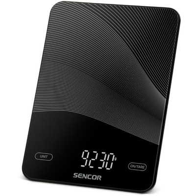 Ваги Sencor кухонні, 10кг, акумулятор 250mAh, USB-C, сенс. керув., пластик, чорний