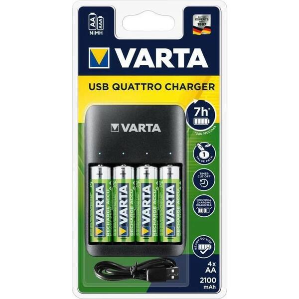 Зарядное устройство Varta Value USB Quattro Charger+4xAA 2100mAh (57652)