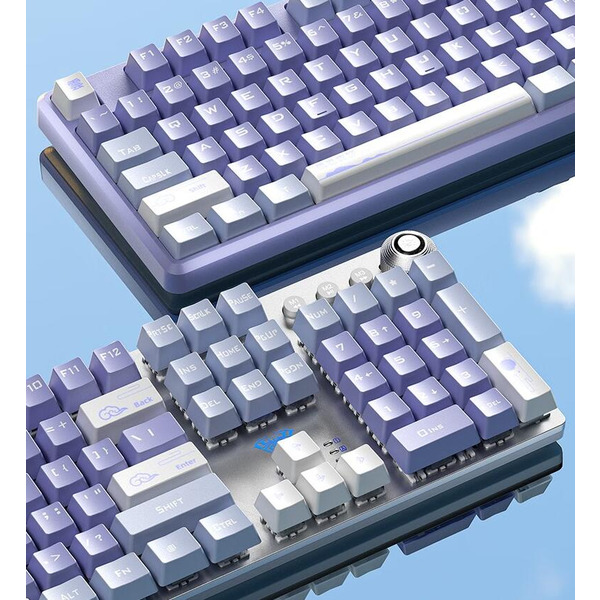 Клавіатура Aula Mechanical F2088 PRO White/Violet, plus 9 Purple keys KRGD blue (6948391234915)