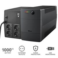 ИБП Trust Paxxon 1000VA UPS with 4 standard wall power outlets BLACK