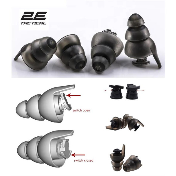 Беруші захисні 2E Switch EP1 Black з перемикачем, S, NRR 22/14 dB, пасивні (2E-EPWS1SBK)