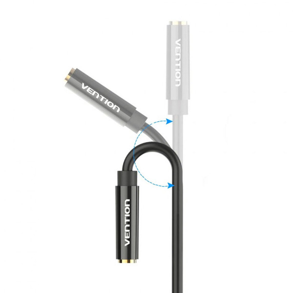 Кабель Vention Audio 3.5 mm M - 2х3.5 mm F, 0.3 m, Black (BBSBY)