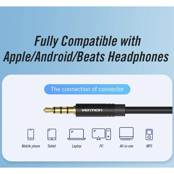 Кабель Vention Audio 3.5 mm M - 2х3.5 mm F, 0.3 m, Black (BBVBY)