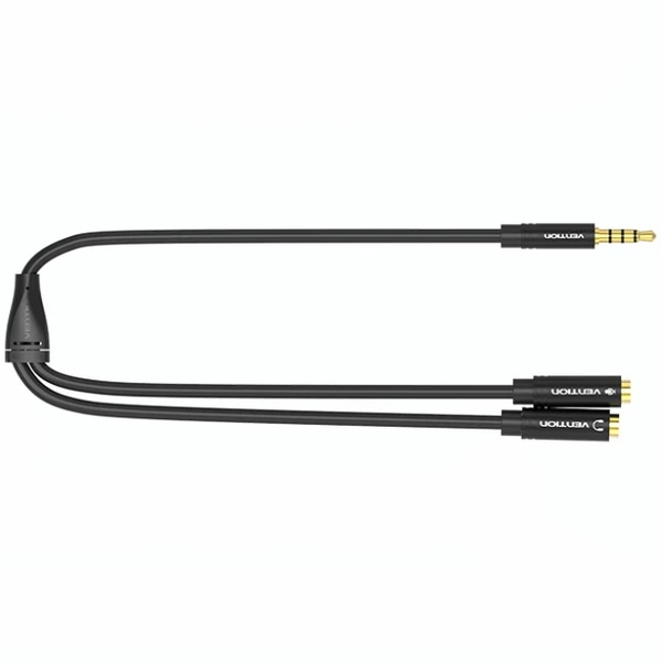 Кабель Vention Audio 3.5 mm M - 2х3.5 mm F, 0.3 m, Black (BBVBY)