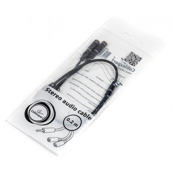 Аудио-кабель Cablexpert 3.5 мм - 2х3.5 мм (M/F), 0.2 м, черный (CCA-417M)