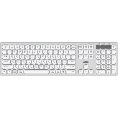 Клавиатура беспроводная 2E KS270 WL/BT EN/UKR Silver/White (2E-KS270WBWH_UA)