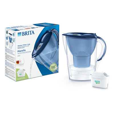 Фильтр-кувшин Brita Marella Memo MXPro 2.4л (1.4л очищенной воды) с фильтр-картриджем, синий