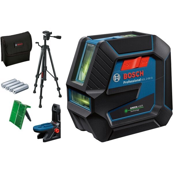 Лазерний нівелір Bosch Professional GCL 2-50 G зі штативом BT 150, тримачем RM 10 (0.601.066.M01)