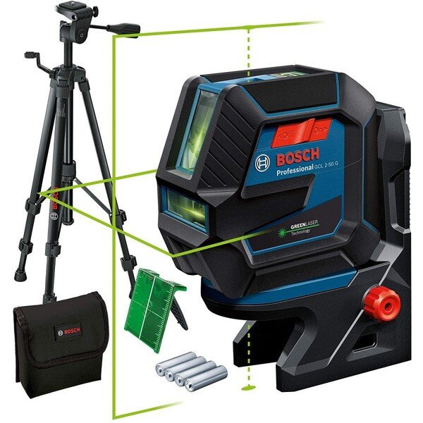 Лазерний нівелір Bosch Professional GCL 2-50 G зі штативом BT 150, тримачем RM 10 (0.601.066.M01)