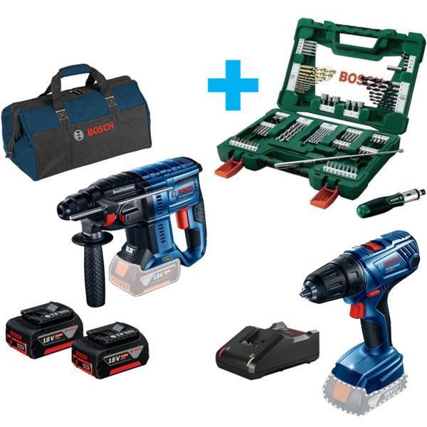 Набор инструментов Bosch перфоратор GBH 180-LI + дрель-шуруповерт GSR 180-LI в сумке с 2 АКБ + ЗУ (0.615.990.M31)