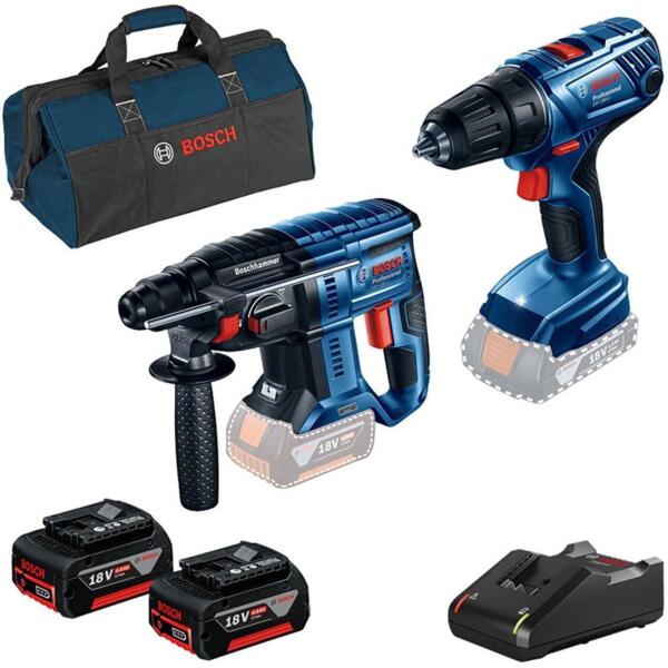 Набор инструментов Bosch перфоратор GBH 180-LI + дрель-шуруповерт GSR 180-LI в сумке с 2 АКБ + ЗУ (0.615.990.M31)