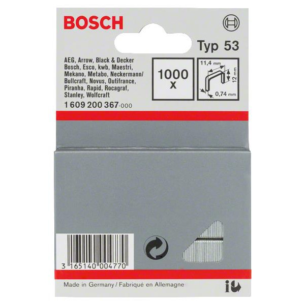 Скобі 12мм ТИП 53, 1000 шт Bosch (1.609.200.367)