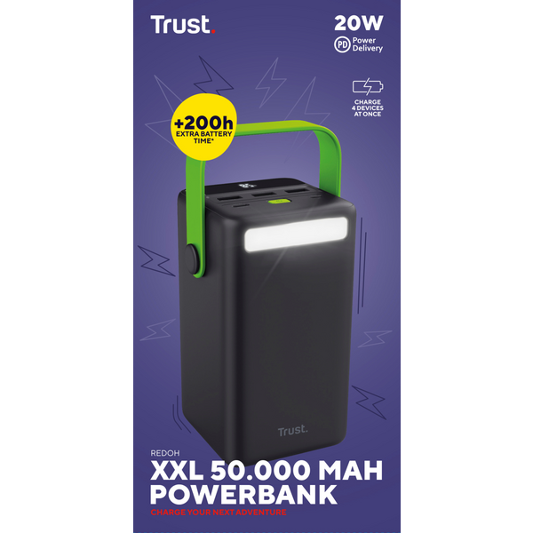 Зовнішній акумулятор (Power Bank) Trust Redoh XXL 50000mAh 20W 3хUSB-A/USB-C, Black (25196_TRUST)