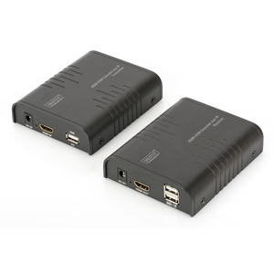 Подовжувач DIGITUS HDMI KVM по IP, комплект, Full HD, 1080p, через мережевий кабель (Cat 5, 5E, 6), 120м