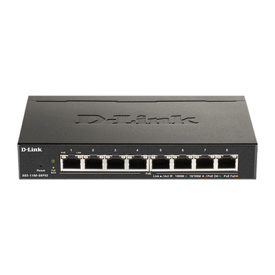 Комутатор D-Link DGS-1100-08PV2 8xGE PoE 64Вт, EasySmart