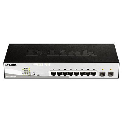 Комутатор D-Link DGS-1210-08P 8x1GE PoE, 2xSFP