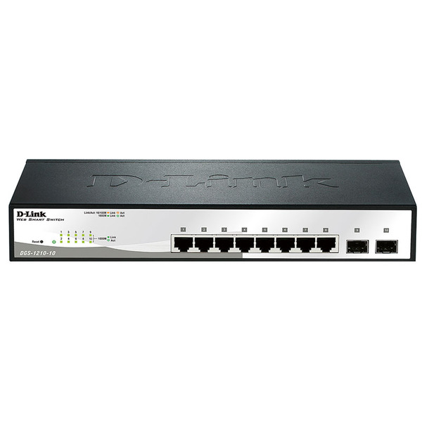 Комутатор D-Link DGS-1210-10 8xGE, 2xSFP WebSmart