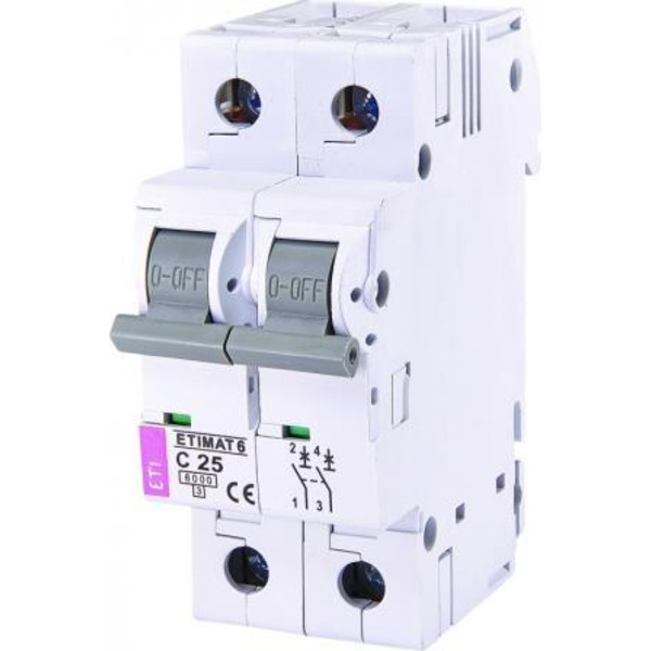 Автоматичний вимикач ETI, ETIMAT 6 2p С 25А (6 kA)
