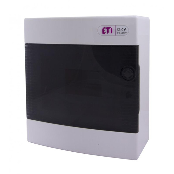 Щит наружный распределительный ETI, ECT 8PT (8 модулей, прозрачная дверца)