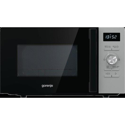 Мікрохвильова піч Gorenje, 20л, електр. керув., 800Вт, гриль, дисплей, 11 програм, нерж