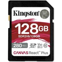 Карта памяти SDHC  128GB UHS-II/U3 Class 10 Kingston Canvas React Plus V60 SD R280/W100MB/s (SDR2V6/128GB)