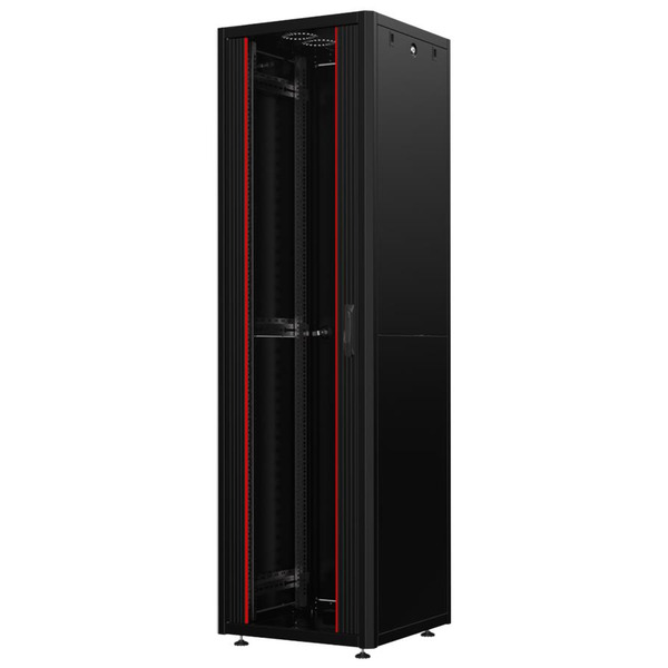Шафа MIRSAN 19", 22U, GTN SERVER, склянні двері, 600x600 мм, максимально 1000 кг, чорна
