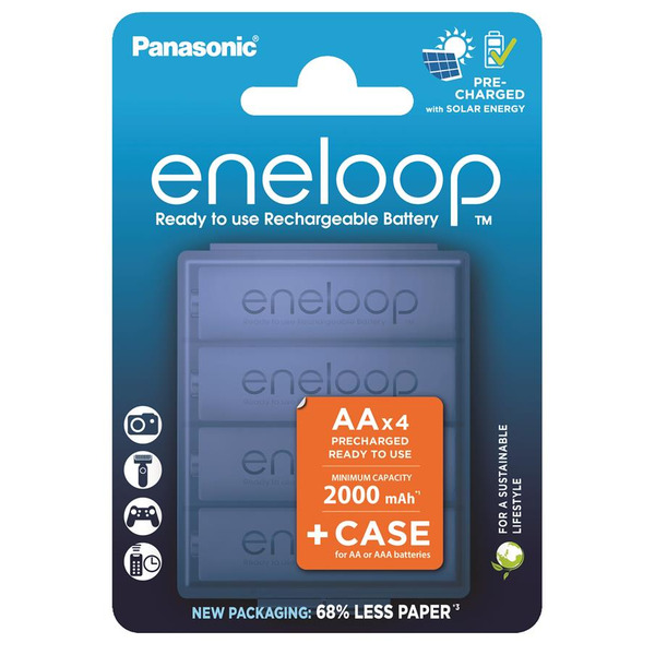 Аккумулятор Panasonic Eneloop NI-MH AA 2000 мАч, 4 шт, с кейсом для хранения