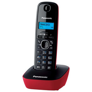 Радіотелефон DECT Panasonic KX-TG1611UAR, чорно-червоний