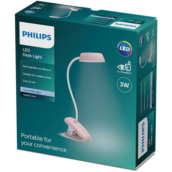 Лампа настільна аккумуляторна Philips LED Reading Desk lamp Donutclip (929003179627)