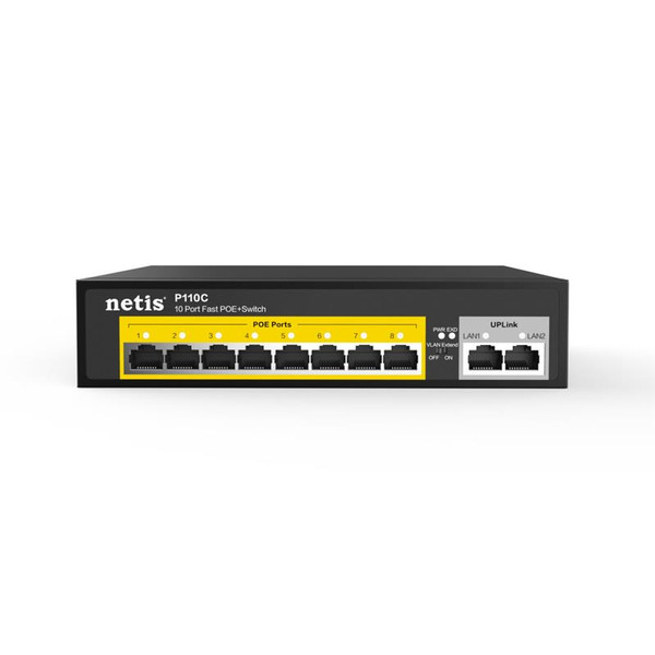 Коммутатор Netis P110C (8xFE PoE, Max PoE 100W, 2xFE uplink RJ45 ports)