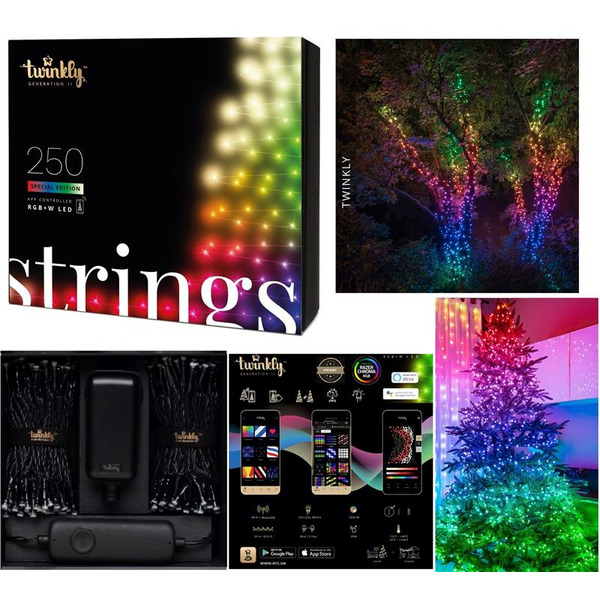 Гірлянда Smart LED Twinkly Strings RGBW 250, Gen II, IP44, довжина 20м, кабель чорний
