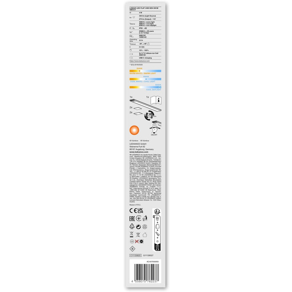 Світильник акумуляторний Ledvance Linear Led Flat USB 60см 4W 270 Lm (4058075762237)
