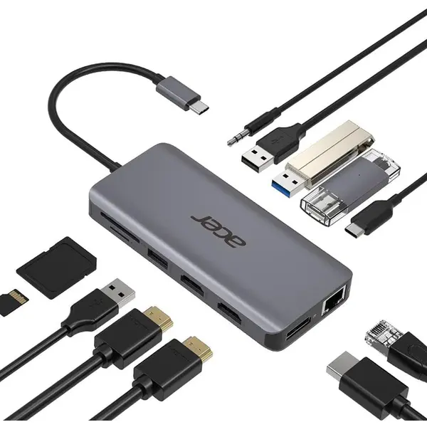 Док-станція для ноутбука Acer USB-C > 2xUSB-A Сірий