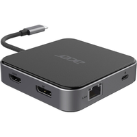 Хаб Acer USB-С > HDMI/DP/2xUSB-A3.2/USB-C/RJ45/mini-jack, 0.15м, черный
