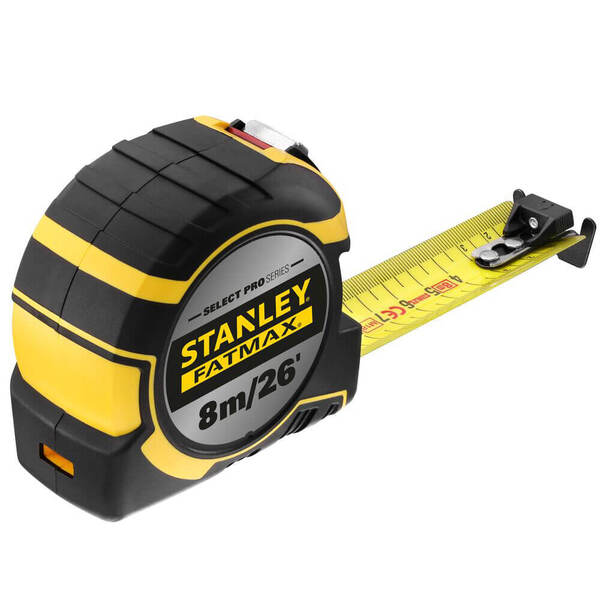 Рулетка вимірювальна FatMax®Autolock довжиною 8 м/26, шириною 25 мм, в обгумованому корпусі, з подвійною шкалою STANLEY FMHT43243-0