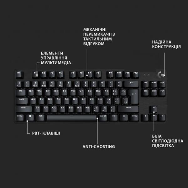 Клавiатура Logitech G413 TKL SE Corded Mechanical Gaming Keyboard Black 920-010446