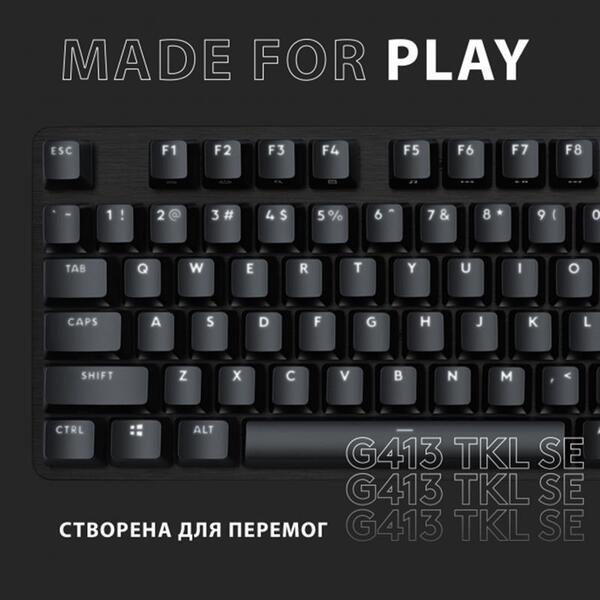 Клавiатура Logitech G413 TKL SE Corded Mechanical Gaming Keyboard Black 920-010446