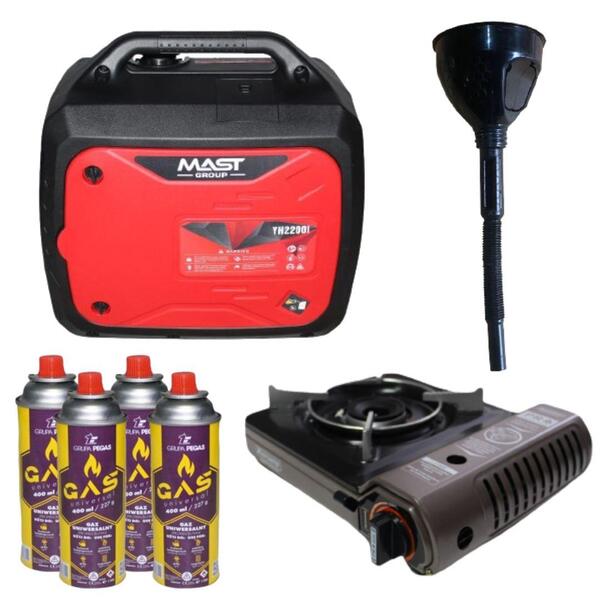 Генератор Інверторний MAST GROUP KYH2200i + газова плитка Orcamp CK-505 + 4 газових картриджа 400 мл