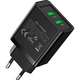 Зарядний пристрій 2xUSB 36W (2xUSB-A) QC3.0 чорний Vention