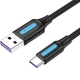 Кабель USB 2.0 AM-Type-C M, 0.5 м, 5.0A, (25W) PVC чорний Vention