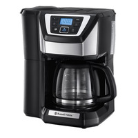 Кавоварка Russell Hobbs крапельна Chester Grind und Brew 1.5л, мелена + зерна, LED-дисплей, кавомолка, чорно-сріблястий
